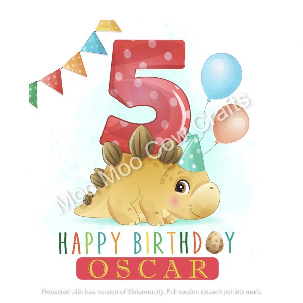 dinosaur and number 5