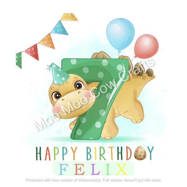Happy 7th Birthday - Personalised Dinosaur Card - Image 2