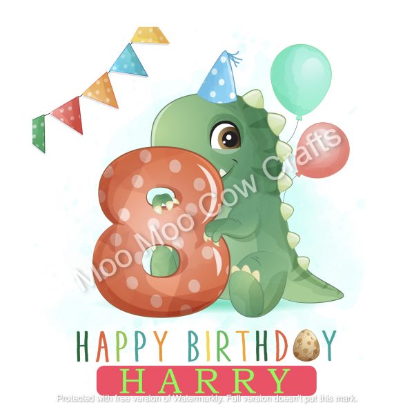 8 number and dinosaur