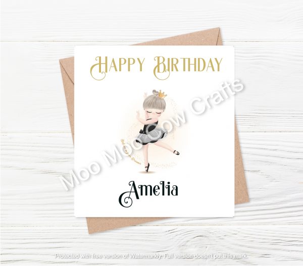 ballerina on white card