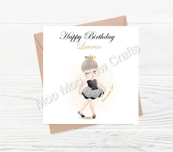 clipart ballerina on white card