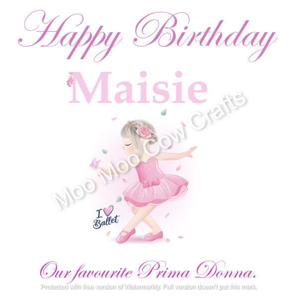 ballerina on white card