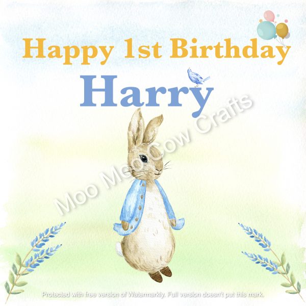 rabbit with flowers and balloons