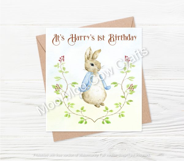 rabbit with flowers and text