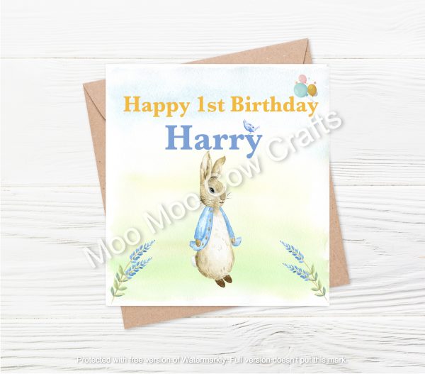 rabbit with grass on white background and brown card