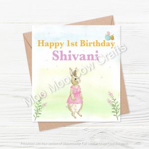 rabbit on green background with balloons