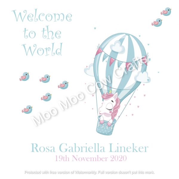 hot air balloon clipart with unicorn