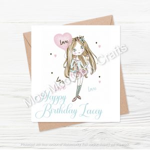 girl with coffee cup and balloon and text