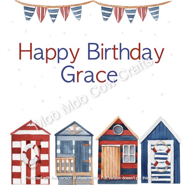 Beach Huts - Personalised Handmade Birthday Card - Image 2