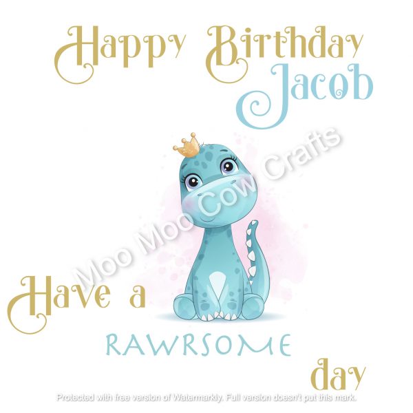 blue dinosaur wearing a crown