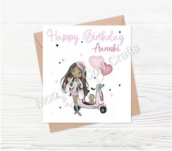 clipart girl with scooter and text