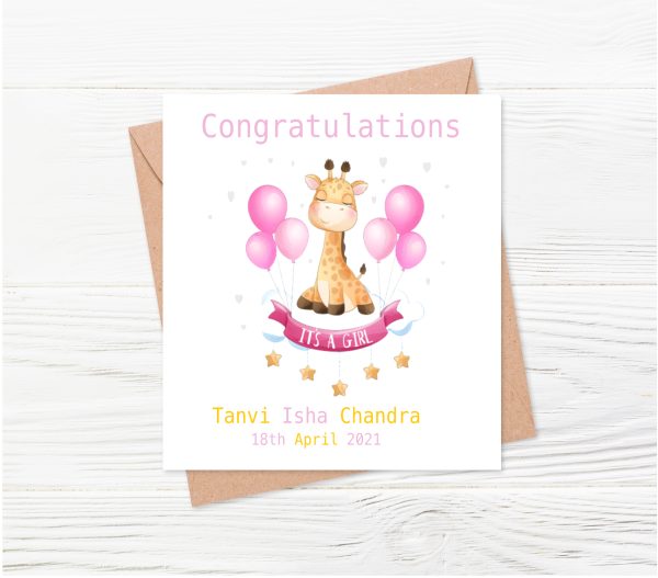 cute giraffe with ballons