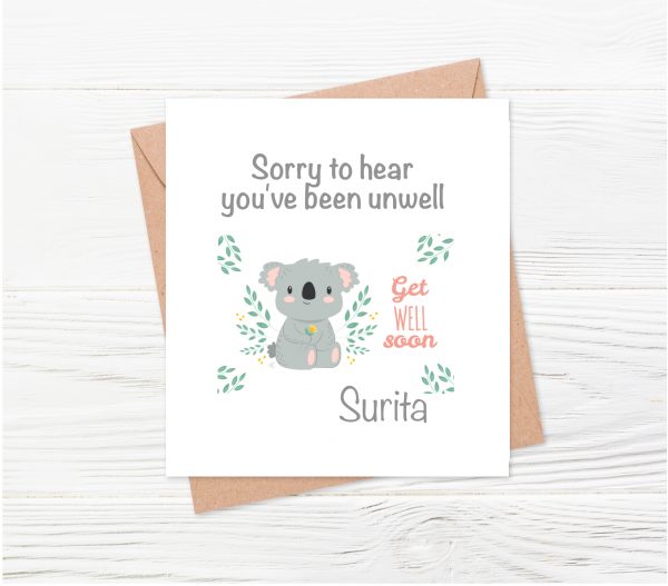 koala with leaves and text