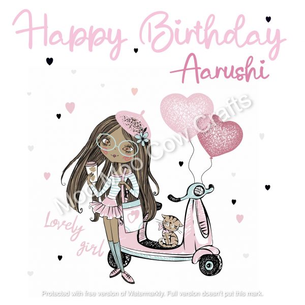 girl with scooter and balloons