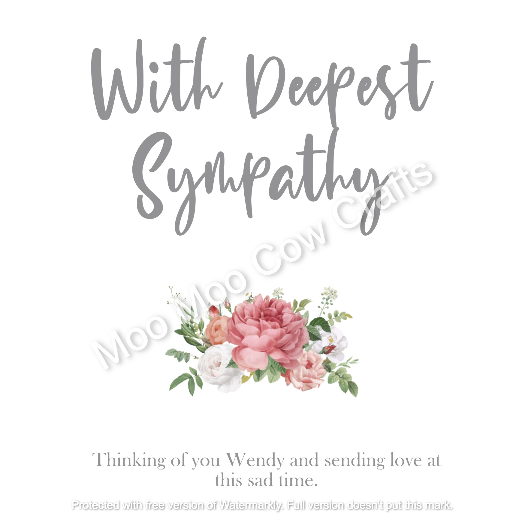 text and flower picture on white background