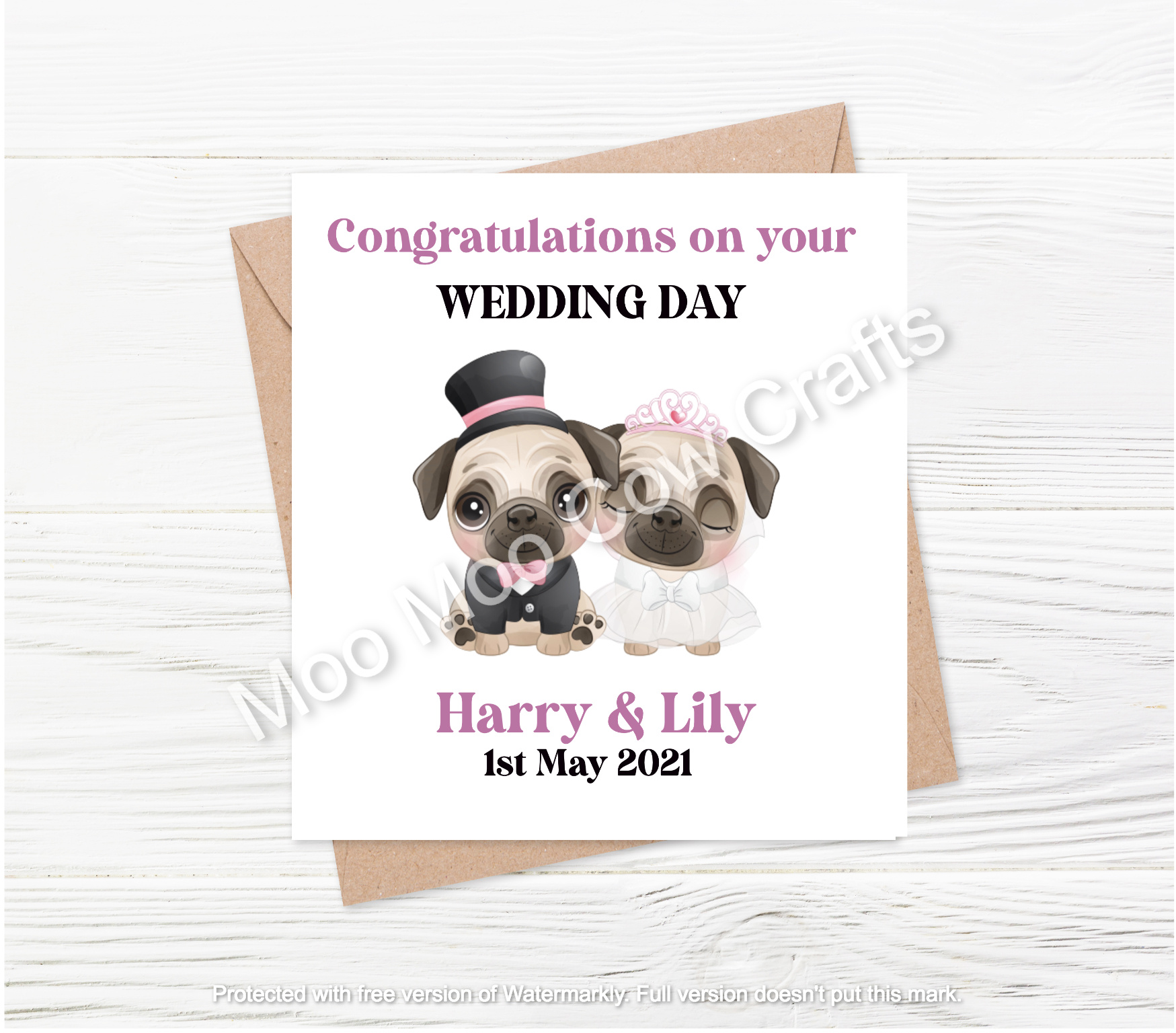 pugs in wedding clothes