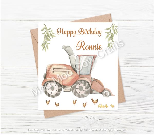 tractor with chickens and leaves