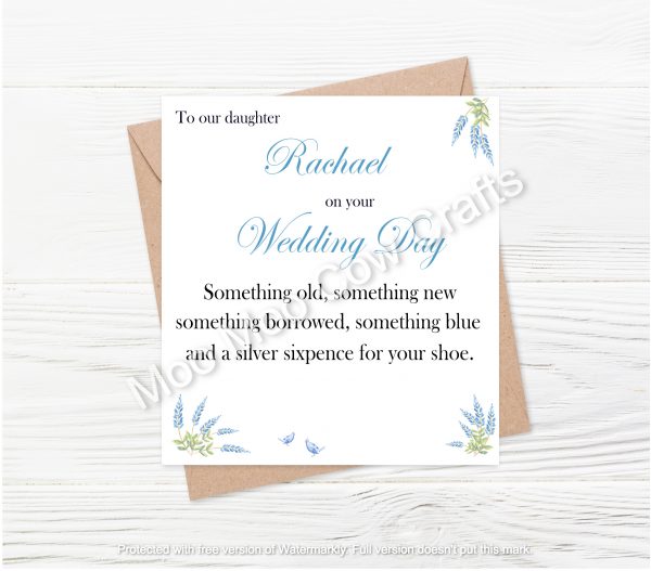 text on white card with flowers