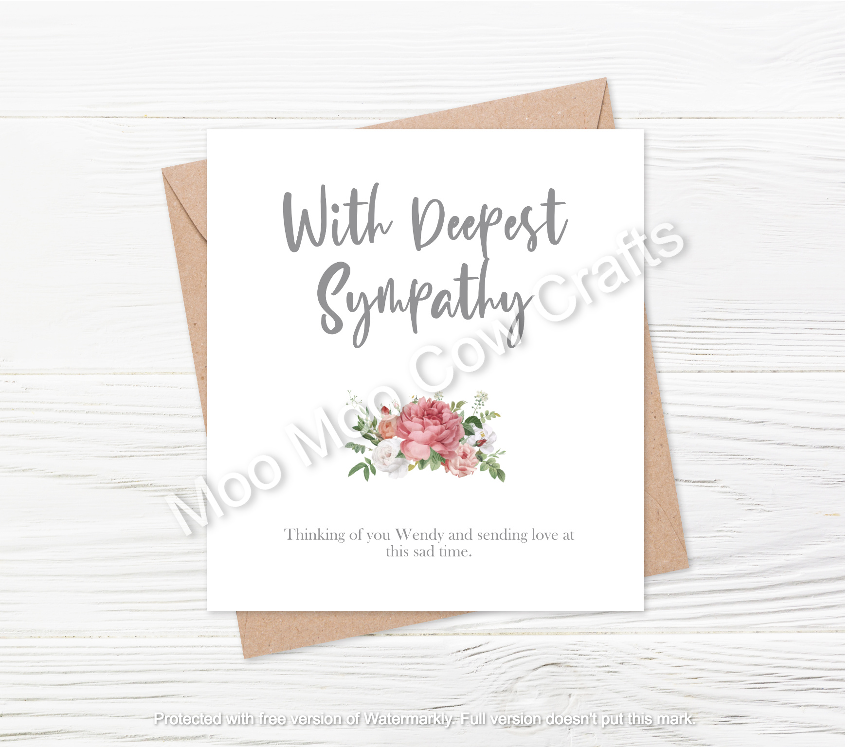 text on white background and bouquet
