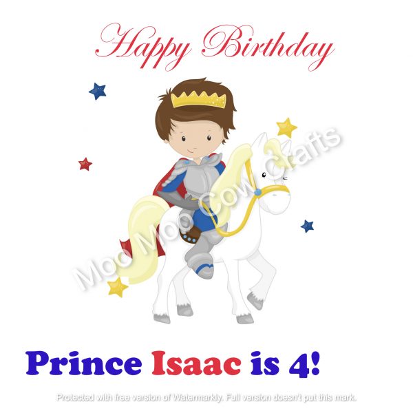 White Horse Prince - Personalised 4th Birthday Card - Image 2