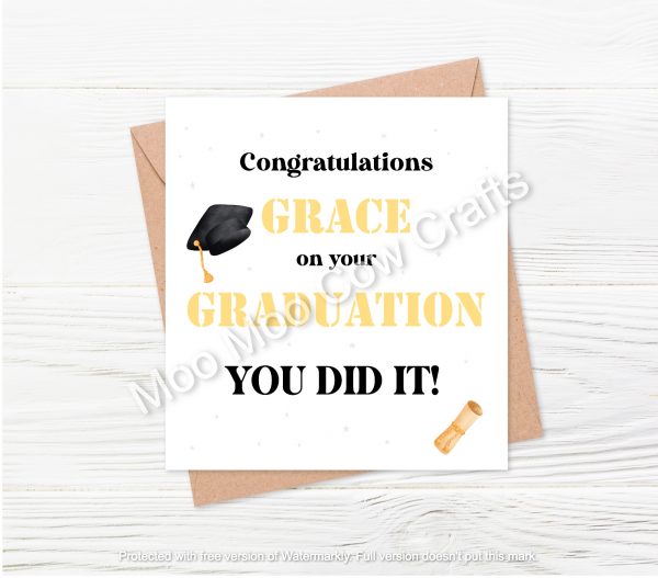 mortar board with text on white background