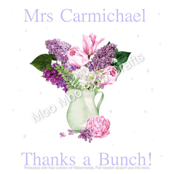 jug of flowers on white background