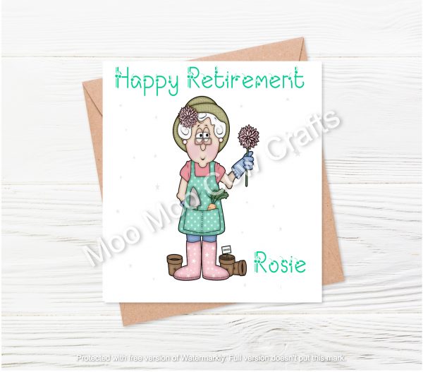 clipart woman with flower with brown envelope and white wooden background