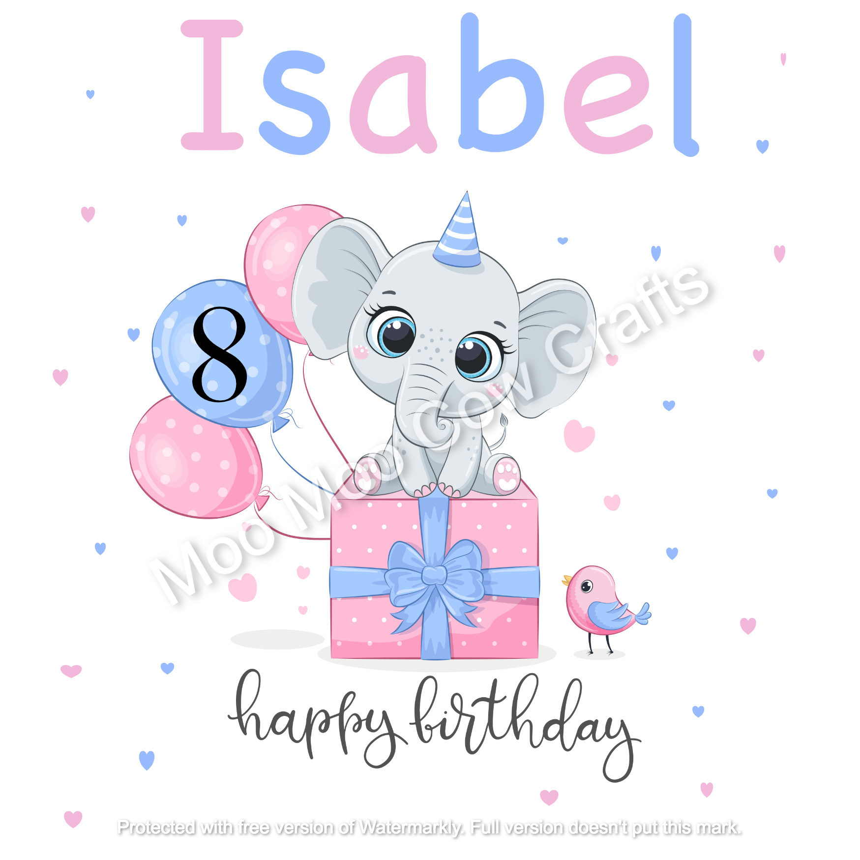 elephant on gift box with balloons