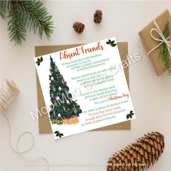 text with christmas tree and pinecones on white background