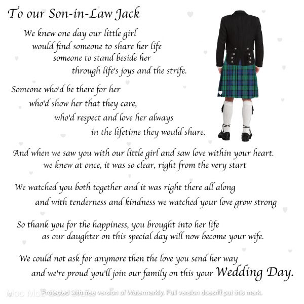man in kilt with text