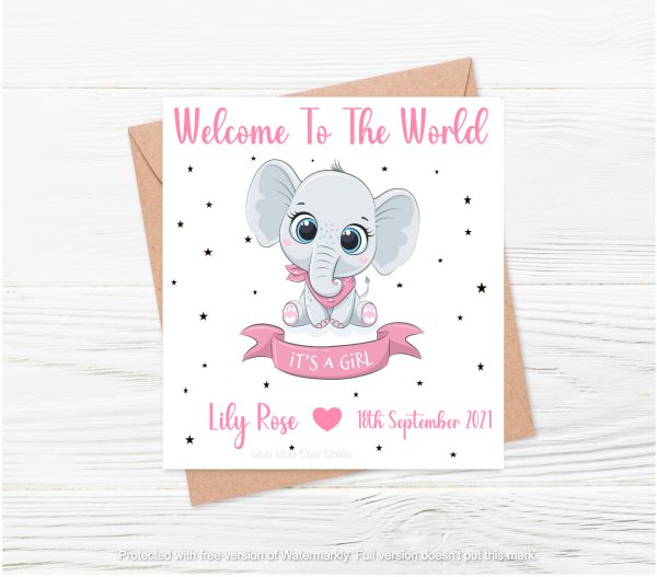 clipart elephant with brown envelope and white wooden background