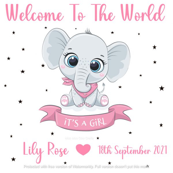 clipart elephant with pink text