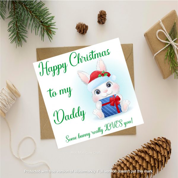 clipart bunny card with christmas items