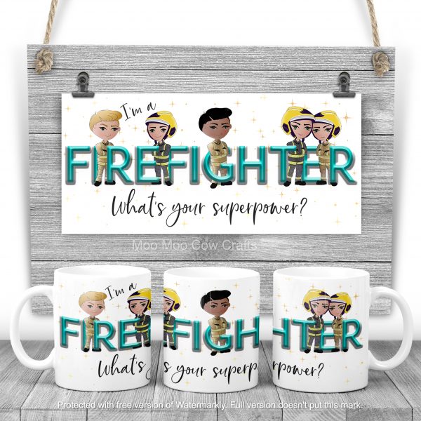 clipart firefighter figures on wooden background