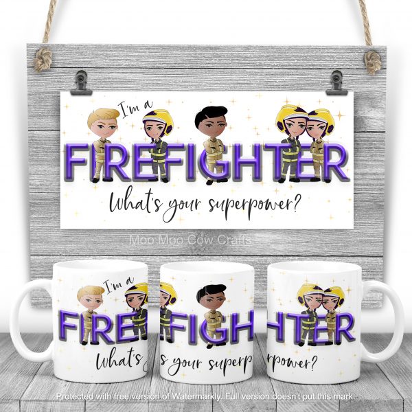 firefighter clipart figures on wooden background