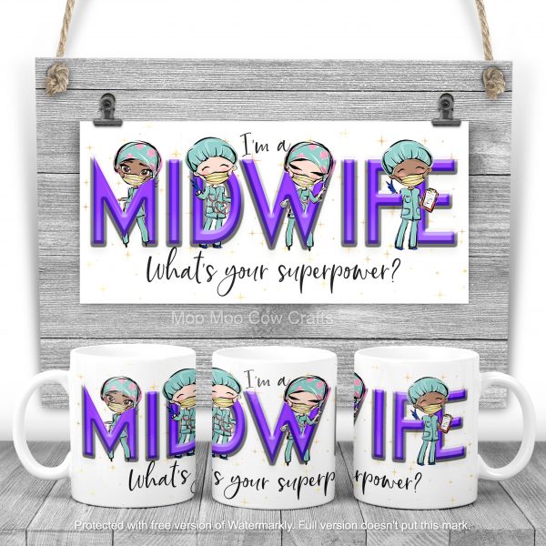 clipart with text midwife on wooden background