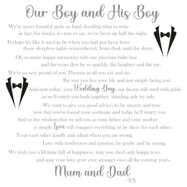 To Our Boy and his Boy On his Wedding Day - Image 2