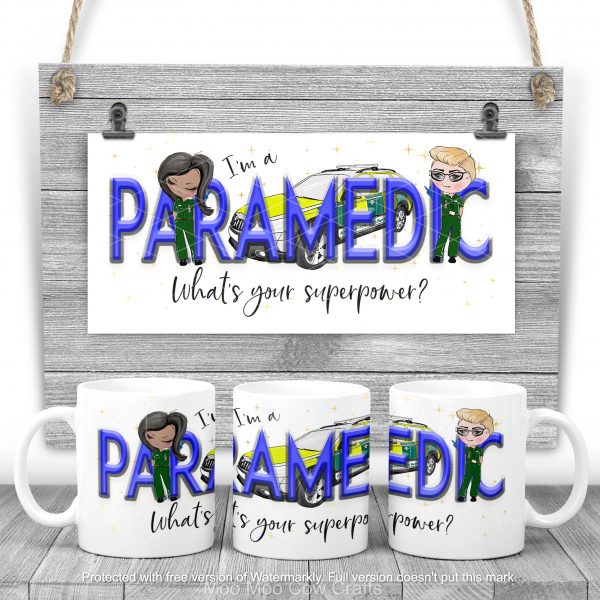 blue paramedic clipart on wooden background