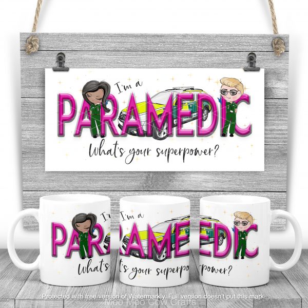 pink paramedic clipart on wooden background
