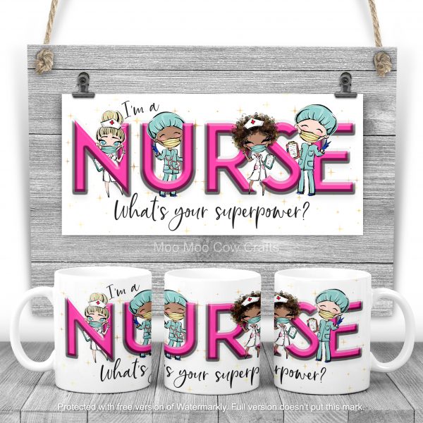 clipart figures with nurse text on wooden background