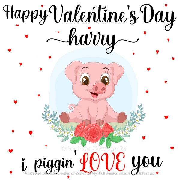clipart pig with text and red hearts