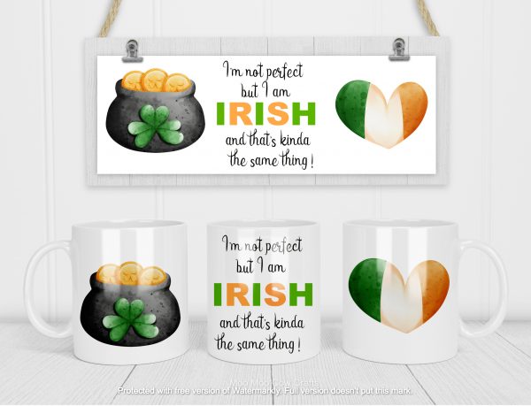 mug mock up with pot of gold, heart and text