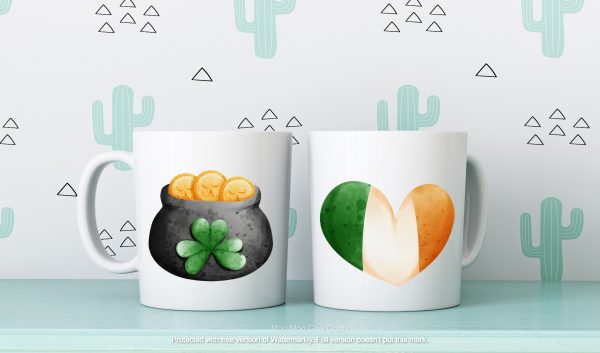 two mugs with irish clipart