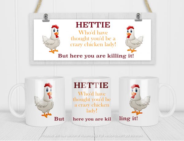 three mugs with chickens