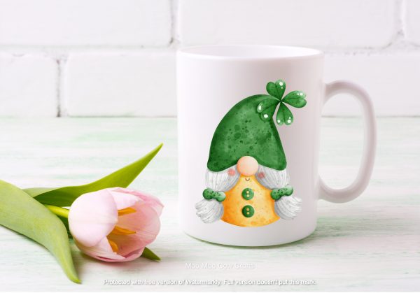 white mug with irish lady gonk