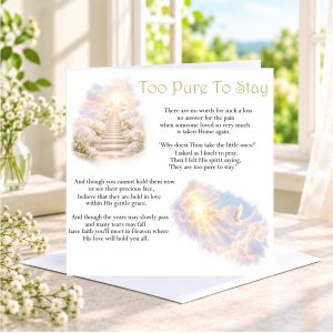 Too Pure To Stay Christian Child Loss Sympathy Card
