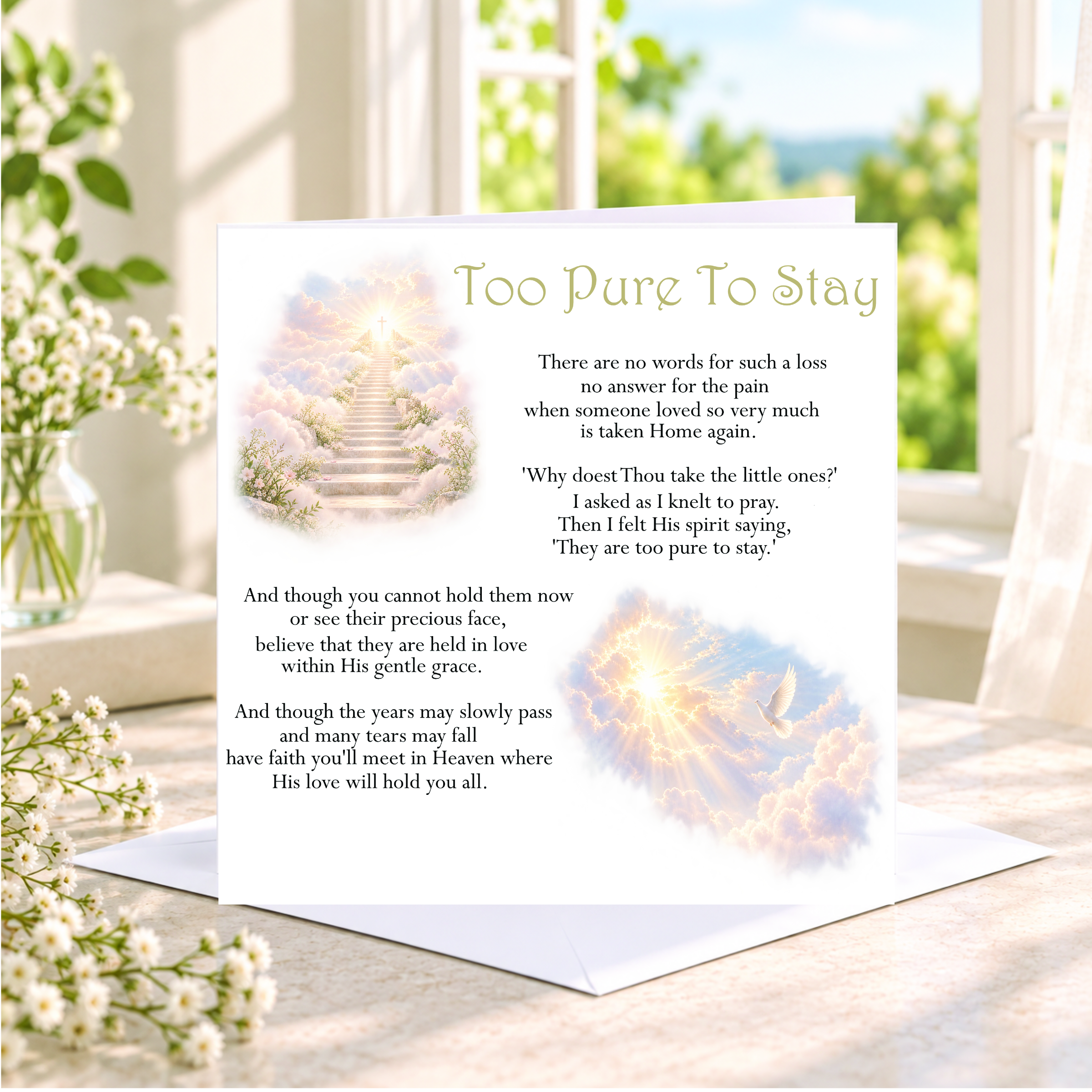 Too Pure To Stay Christian Child Loss Sympathy Card