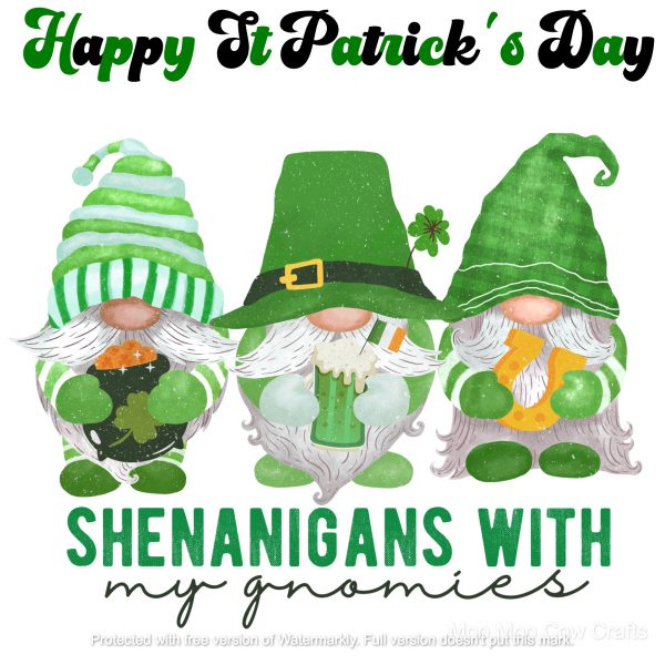 St Patrick's Day Card - Shenangigans with my Gnomies - Image 2