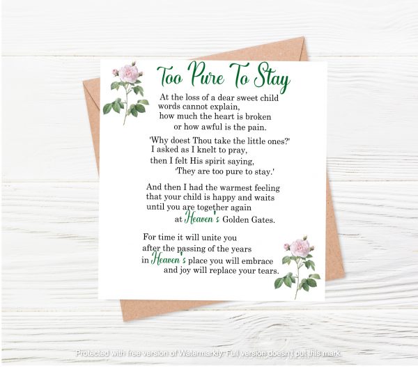 card with text and pink rose
