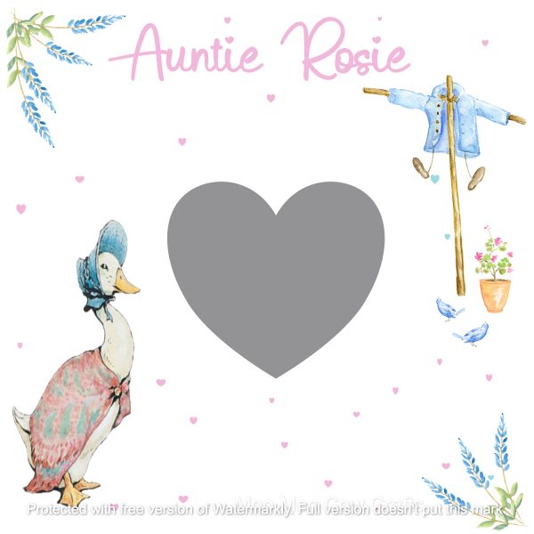 duck, scarecrow and flowers on white card